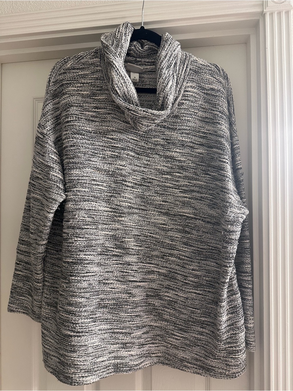 Ava & Viv Black and White Marled Cowl Neck Sweater